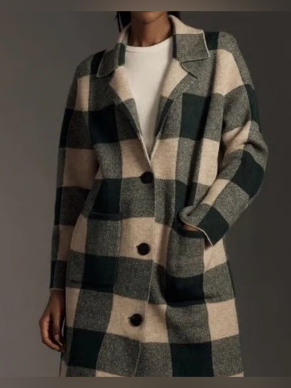 John + Jenn Plaid Green Long Sweater